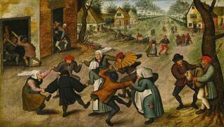 Village Street with Dancing Peasants by Pieter Brueghel the younger